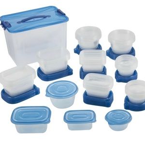 Mainstays 92 Piece Food Storage Variety Value Set, Blue Lids